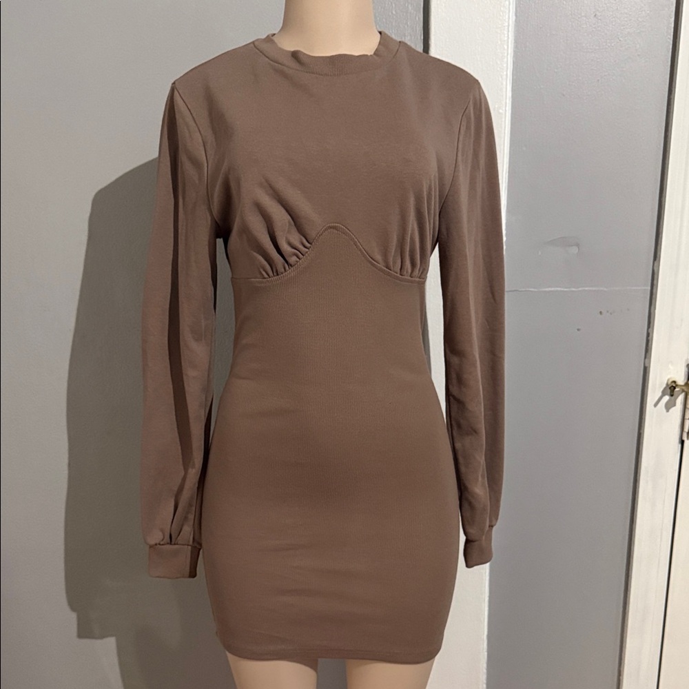Revamped Chocolate Long Sleeve Dress